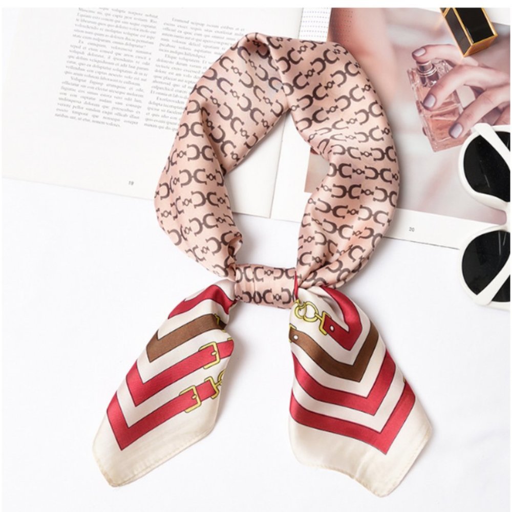 Square Silk Scarf/ Neckerchief/ Bandana - pink